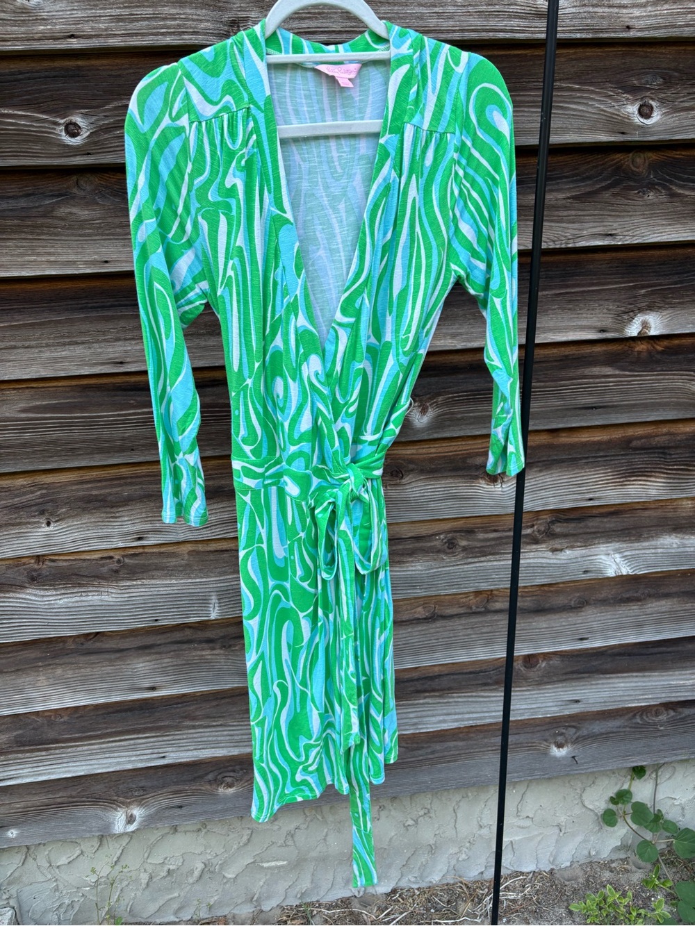 Lilly Pulitzer Green and White Swirl Wrap Dress